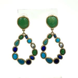 CHICO’S EARRINGS Gold Turquoise Green Blue Dangles